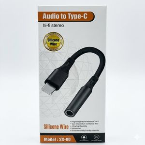 SX-80 USB Type-C to 3.5mm female audio aux adapter silicone wire