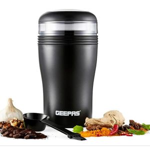 Geepas Coffee Grinder Food Processor, 150W,Electric Dry Grinder Coffee Mill, Plastic Housing, Stainless Steel Blades for Coffee Beans Spices Nuts – 40g Detachable Bowl-Black 