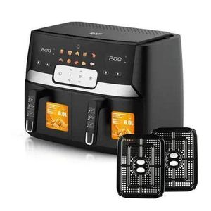 RAF Double Pot Air Fryer 2500W Strong Power 9L  Touch Type Household Multifunction Electric Air Fryer- Black