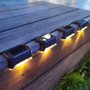 4pc Solar Deck Lights Outdoor Waterproof LED Fence Lights Garden Step Lamp for Patio Stairs Railing Pathway Fence