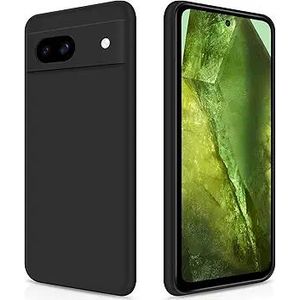 Silicone Case Compatible with Google Pixel 8A, Full Body Silky Soft Touch Phone Case with Camera Protection, Shockproof Cover with Microfiber Lining, Black