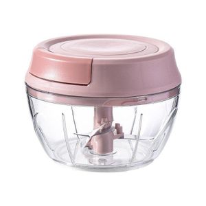 Pink Manual Mixer Grinder 500ml, Hand-Pull Non-Electric Food Processor for Garlic Crushing, Meat Mincing, Egg Beating, Vegetable Shredding - Food Grade, Easy Clean, Perfect for Home & Outdoor Picnic