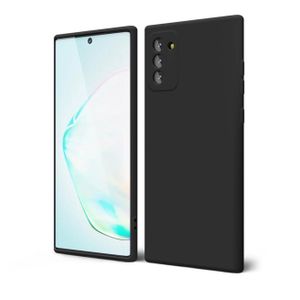 Samsung Galaxy Note 10 Phone Case Liquid Silicone Grip, Cute Thin Slim Soft Rubber TPU Plain Smooth Gel Cover for Women Girl Aesthetic, Matte Solid Protective & Shockproof, Black