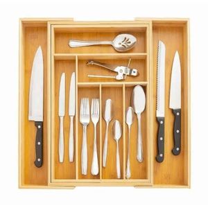 Wooden Kitchen Cutlery Organizer - Brown