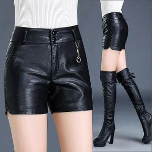 Women Pu Leather Leggings High Waist Bow Sashes Office Ladies Casual Hot  Pants
