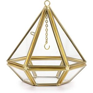 Acrylic Ring Display Holder Geometric Jewelry Box Wedding Gift Box Hanging Prism Stand Proposal Ring Display Case (Diamond Shape)