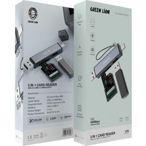 Green Lion 3-in-1 Card Reader with USB-C & USB -A Connectivity