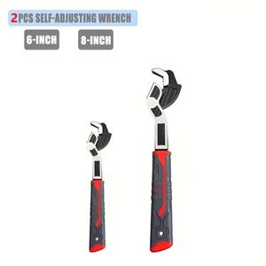 6”+8” Multi-function Adjustable Wrench,2 Pcs Pipe Wrench,For Car Bicycle Plumbing Repairs Hand Tool