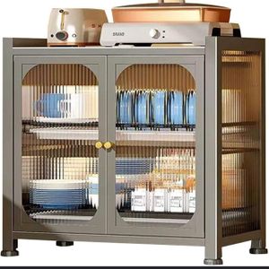 Better Product Title  2-Tier Kitchen Storage Rack with Cabinet & Open Shelf – Multi-Purpose Organizer, Gray, 45×28×43cm