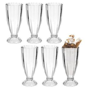 6 Pieces Set Of Milk Shakes/Ice cream/Cocktail Drinking Glasses - Transparent