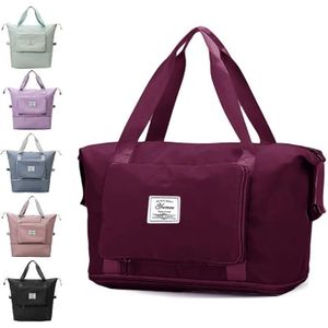 Ladies Travel Luggage Handbag Tote Bag Shoulder Duffel Bag - Black/Purple/Lilac
