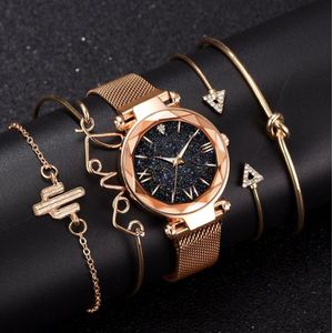 5pcs Set Women Watches Set Ladies  Watch  Female Casual Girl Analog WristWatch Bracelet Gift
