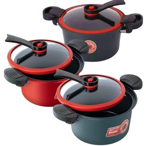 3 Pieces Of 3.5L 22CM Totipotent Nonstick Stew Stock Pot Micro Pressure Cooker Saucepan Soup Serving Dishes For Induction Cooker- Multicolor