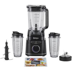 Ninja 2-in-1 Detect Power Mixer Pro and Single Portion, 1200W Blender with 2L Jug, 2 x 680 ml Beakers, Mix Smoothies, Chop Vegetables and Mix Frozen Drinks, Black, TB301EU