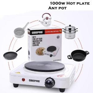 Geepas 1000W Single Hot Plate Precise Table Top Cooking Cast Iron Heating Plate Portable Electric Hob Single Burner with Adjustable Thermostat, White