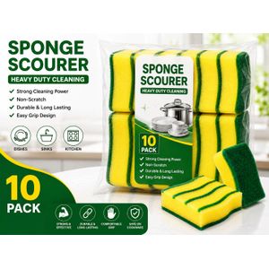 10-Pack Kitchen Cleaning Sponge Scourers – Heavy Duty Non-Scratch Dishwashing Sponges-10 Pieces