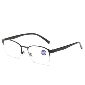 Business Semi-Rimless Reading Glasses for Men Anti-Blue Ray Anti-Radiation Eye Protection Reading Reading Old People Presbyopic Glasses Female