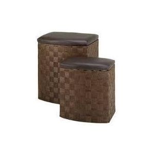The Upholstered Foot Stool Leather Storage Ottoman Foot Rest Makeup Footstool With Strong Oxford Paper Material For Living Room And Bedroom Side Table Seat Clothes, Toy, Books Storage Bin Organizer Wicker Laundry Basket With Leather ware On The Lid Set