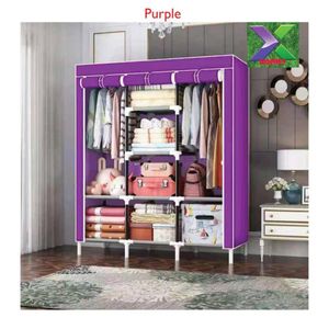 Metalic frame Cloth Wardrobe - Purple 