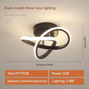 12 Three-color LED modern simple Nordic creative hat living room entrance light - Black Shamrock