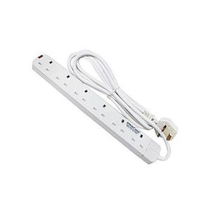 Power King 6-Way Power Extension Cable with Surge Protection - White