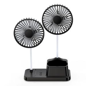 Double head fan with mobile phone holder portable mini  turbo fan