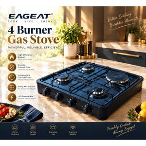EAGEAT 3-in-1 Portable Tabletop Gas & Electric Cooker – 3 Gas Burners + 1 Electric Hot Plate Stove Uganda