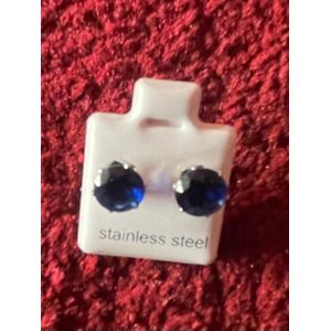 3xl Round Blue Ear Studs