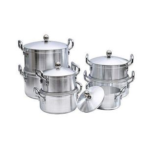 Seven Piece Multipurpose Cooking And Serving Aluminium Dishes - Silver