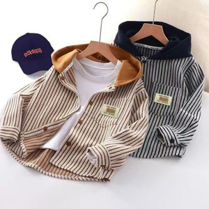 Catherine Boys Hooded Striped Button-Up Jacket/Shirt – Casual Layer for Kids
