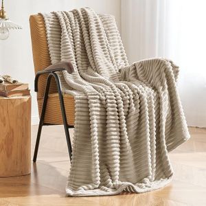 Fleece Throw Blanket for Couch and bed . Super Soft Lightweight Plush Striped Blanket