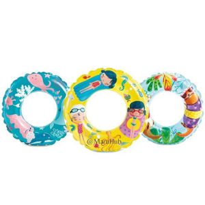 61cm Transparent Tubes for 6-10 Years Old Kids Vibrant Print Floatie for Toddler Amusement Inflatable Plastic Ring for Swimming Pool - Pack of 1