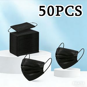 3 Layer Disposable Protective Face Mask - 50 Pieces - Black