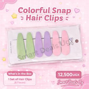6 PCS Colorful Snap Hair Clips for Girls & Women Strong Hold Cute Hair Accessories Green Purple Pink