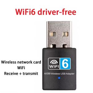 WiFi 6 Wireless USB Adapter AX300 – Driver-Free USB WiFi Dongle, Dual Band 300Mbps WiFi Receiver & Transmitter for Desktop PC Laptop – Black
