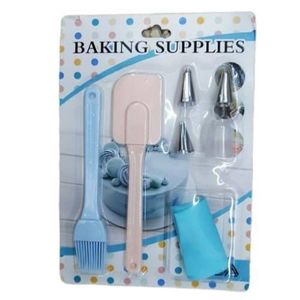6 Piece Cake Decorating Silicone Spatula Oil Brush Frosting Icing Piping Bag Tips With Steel Nozzles Set