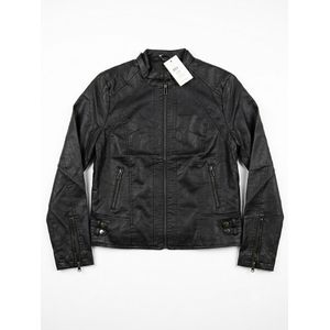 Women's Moto Style Faux Leather Jacket Black