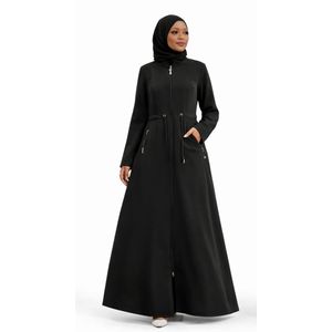 Women Long Sleeve Maxi Dress – Modest Muslim Wear, Elegant Gown with Free Veil