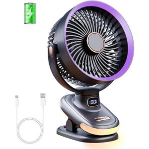 Auto Oscillating Table Fan 6.5-inch, Timer, Digital Display, Night Lights, Mini Small USB Air Circulator Fan with Battery Operated, Super Quiet  Desk Fan, Battery Operated Clip On Fan 5 Speed Super Strong Airflow Desktop Fan Clip Fan for Home/Outdoor 
