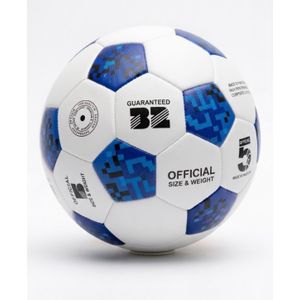 High-Quality Single Neon and White Hexagonal Patterned Soccer Ball Isolated on White Studio Background