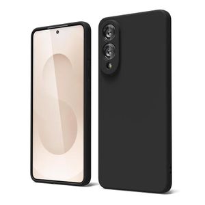 Samsung Galaxy S25 Edge, Liquid Gel Rubber Bumper Case with Soft Microfiber Lining Cushion Slim Hard Shell Shockproof Protective Cover for Galaxy S25 Edge 2025 (Black)