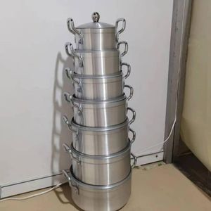 7 pieces serving and cooking  dishes with covers-Silver