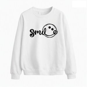 African soul “Smile” Unisex White Sweater – White Cotton Crewneck