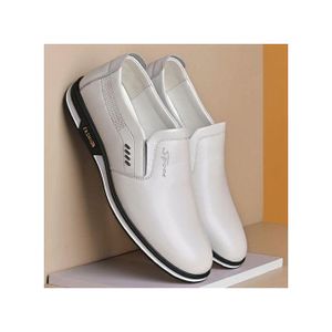 Men's Casual Breathable Pu Leather Wedding Loafers Shoes White