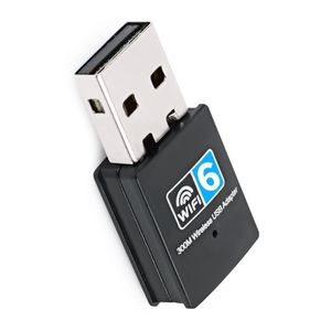 WiFi 6 Wireless USB Adapter AX300 – Driver-Free USB WiFi Dongle, Dual Band 300Mbps WiFi Receiver & Transmitter for Desktop PC Laptop – Black