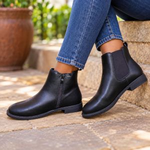 Low Heel Women's Ankle Boot- Black
