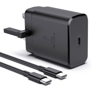 Samsung 45W Super Fast Travel Charger For Samsung Galaxy, USB C Plug for Galaxy S24 Ultra/S24+/S24/S23 Ultra/S23/S22/S21/S20/A54/A25/A15 5G/A15/Z Flip/Fold 5/4/3/2 Fast Charger 2.0 With 5A Type-C To USB-C Cable