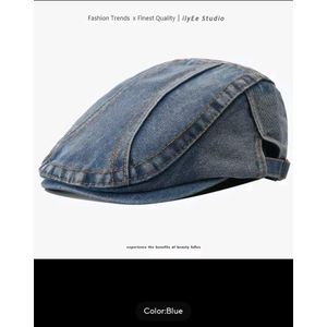 Retro Denim Beret Caps For Women Men Solid Colour Newsboy Jeans .