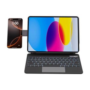 Powerology DynaBoard Wireless Keyboard Case with MagSafe Phone Holder for iPad 10th Gen - Black