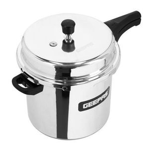 Geepas 7.5L Stainless Steel Induction Base Pressure Cooker - Lightweight & Durable Cooker with Lid, Cool Handle & Safety Valves -Silver